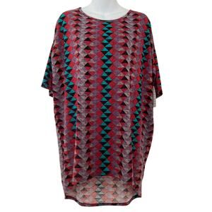 NWT Lularoe Irma Tunic Size M Black Red Blue geometric Hi Lo Shirt Top NEW LLR